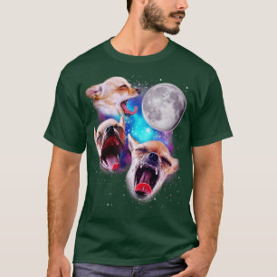 Tre Chihuahuas Howl vid Måne T Shirt