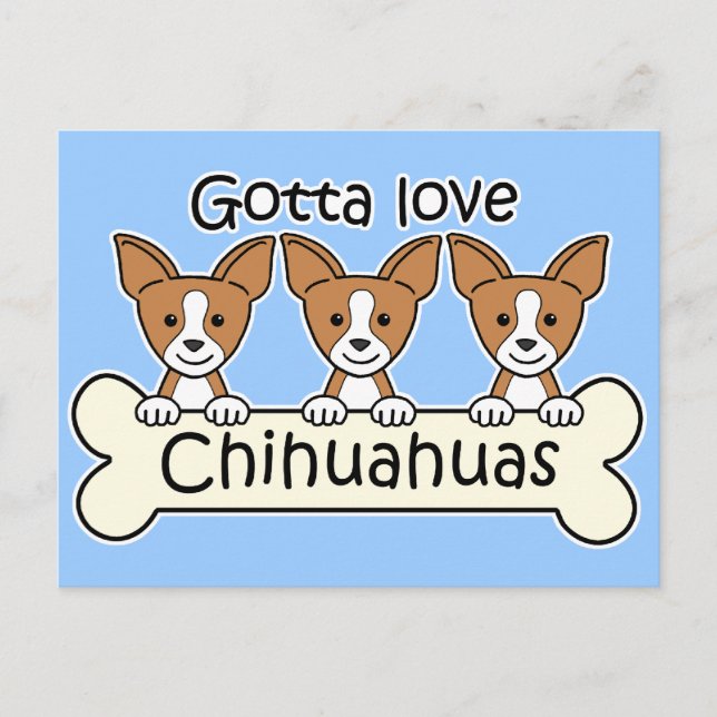 Tre Chihuahuas Vykort (Framsida)