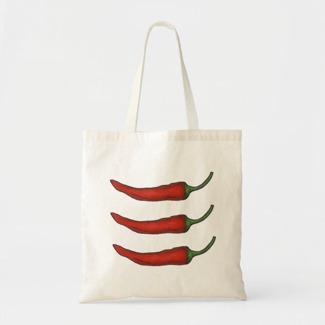Tre Chiles Hett Red Chili Pepper Peppers Tote Tygkasse (Framsidan)