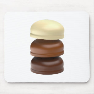 Tre chokladvaror jackat marshmallow musmatta