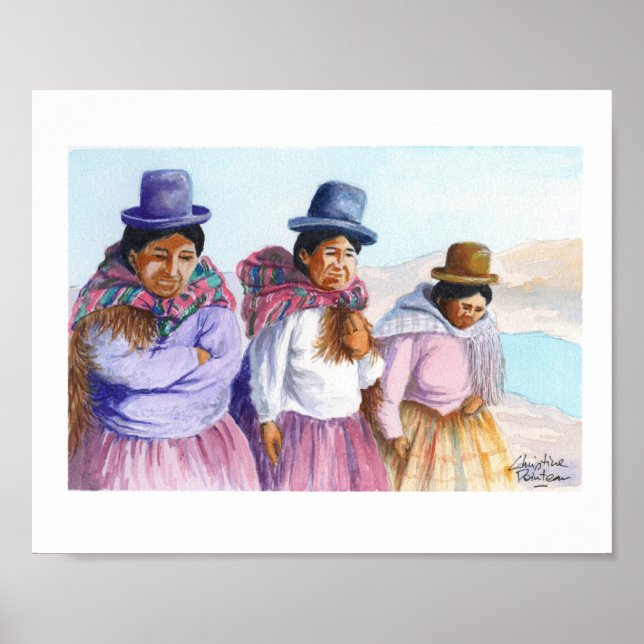 Tre Cholitas, ursprungskvinnor i Bolivia Poster (Framsidan)