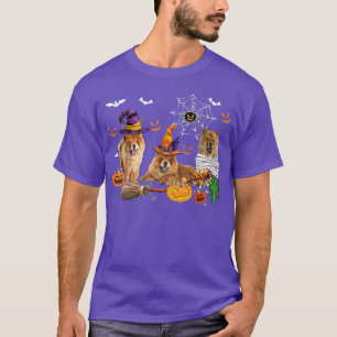 Tre Chow Chow Hundar Witch Halloween Mummy Scary P T Shirt