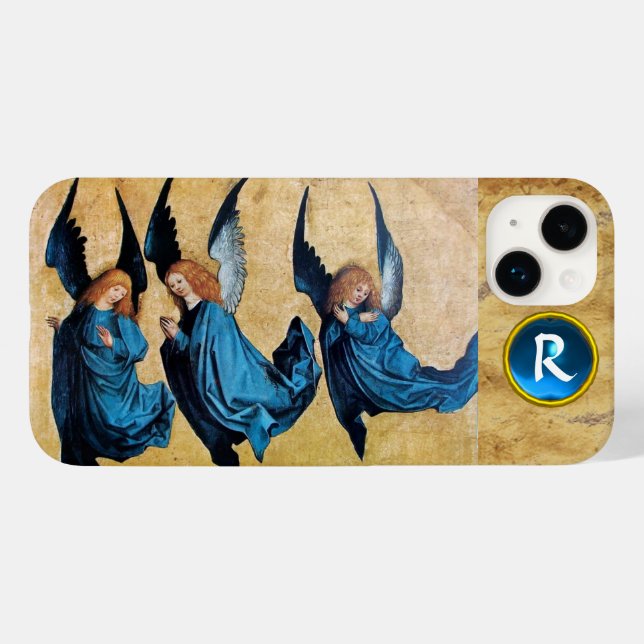 TRE CHRISTMAS ÄNGLAR I BLUE PARCHMENT MONOGRAM (Baksida (horisontell))