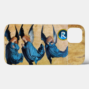 TRE CHRISTMAS ÄNGLAR I BLUE PARCHMENT MONOGRAM