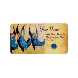 TRE CHRISTMAS ÄNGLAR I BLUE PARCHMENT, Sapphire Adressetikett