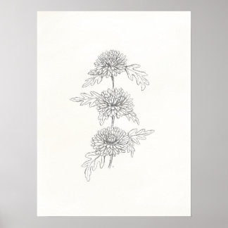 Tre Chrysanthemes Skriv ut Poster