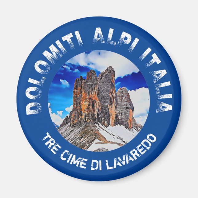 Tre Cime di Lavaredo. Dolomiti. Italia. Magnet (Framsidan)