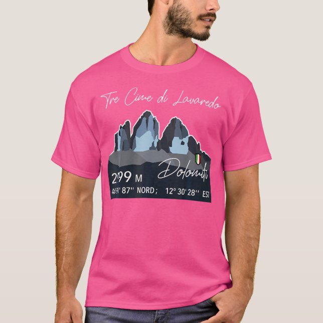 Tre Cime Lavaredo Three Peaks Dolomites Mountainee T Shirt (Framsida)
