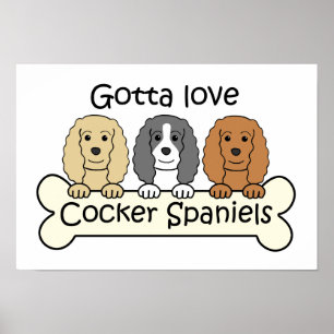 Tre Cocker-spanjorer Poster