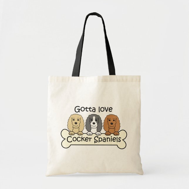 Tre cockerspanielSpaniels Tygkasse (Framsidan)