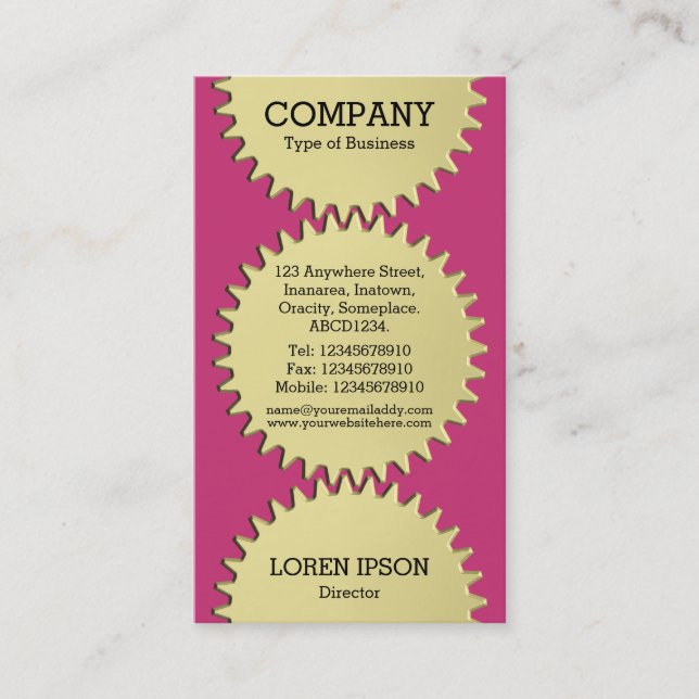 Tre Cog Hjul - #C93476-Magenta Visitkort (Framsida)