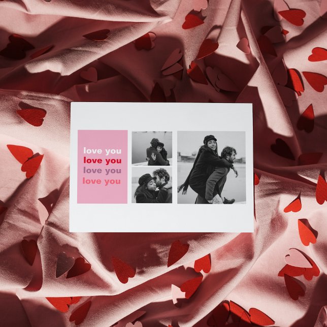 Tre Collage Foto | Färgglad Love You Valentine Vykort (Skapare uppladdad)