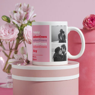 Tre Collage Photo Färgfyllda Valentineser Mugg