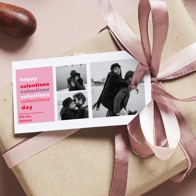 Tre Collage Photo | Färgfyllda Valentineser Presentetikett (Skapare uppladdad)