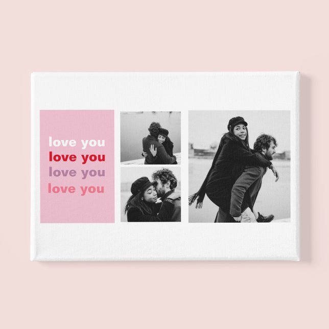 Tre Collage Photo | Färgstark Kärlek You Valentine Canvastryck (Skapare uppladdad)