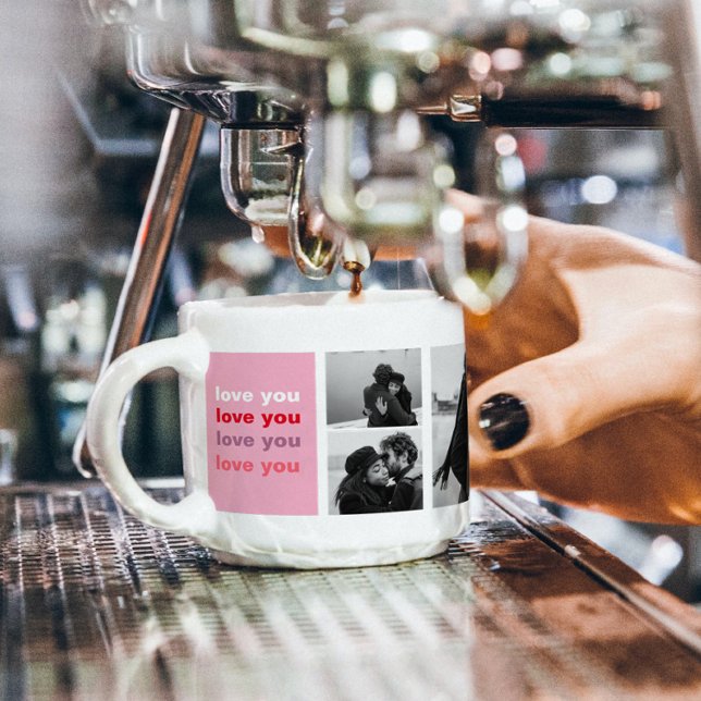 Tre Collage Photo | Färgstark Kärlek You Valentine Espressomugg (Skapare uppladdad)