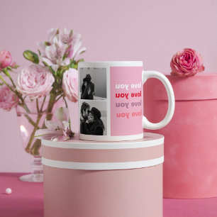 Tre Collage Photo Färgstark Kärlek You Valentine Kaffemugg