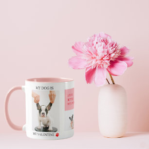 Tre Collage Photo Valentines Gift med Hund Mugg
