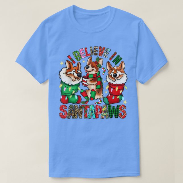 Tre Corgi i Sock Santa Julafton T Shirt (Design framsida)