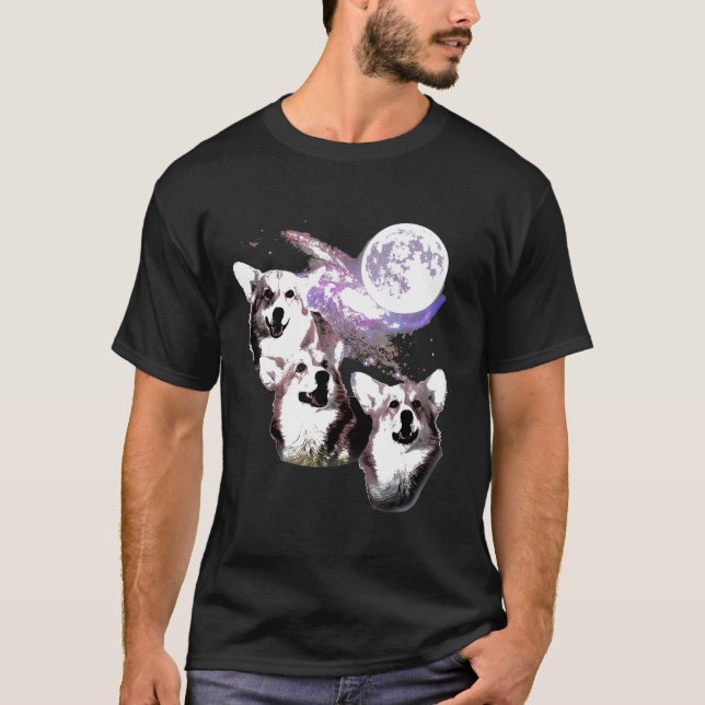 Tre Corgi Mån Varg Parodi  S T Shirt (Framsida)