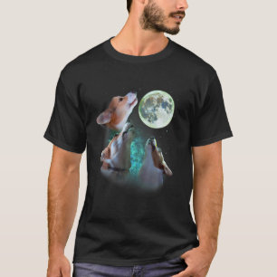 Tre Corgis Howl vid Måne 3 Wolfs Fudny Varg Par T Shirt