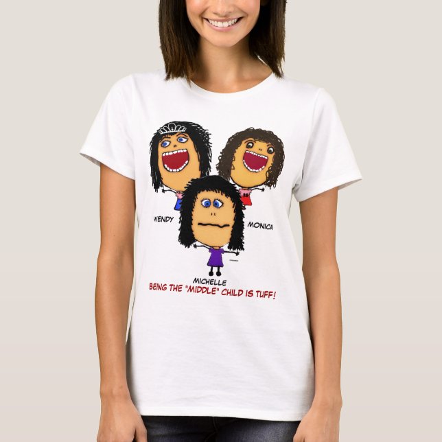 Tre Crazy Sisters-Tecknad T Shirt (Framsida)