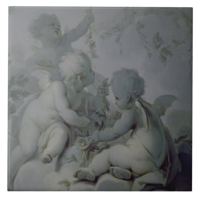 Tre Cupids, c.1775 Kakelplatta (Framsidan)