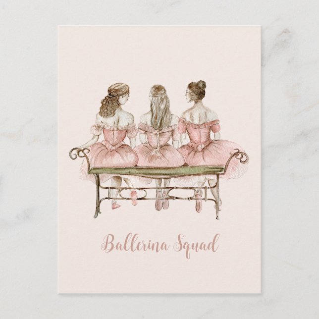 Tre Cute Ballerinas Vykort (Framsida)