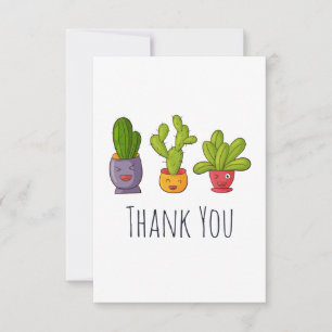 Tre Cute Cactus Illustration Tack Kort