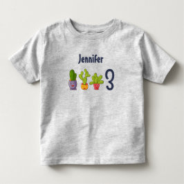 Tre Cute Cactus in Flower Pots Roligt Birthday T Shirt