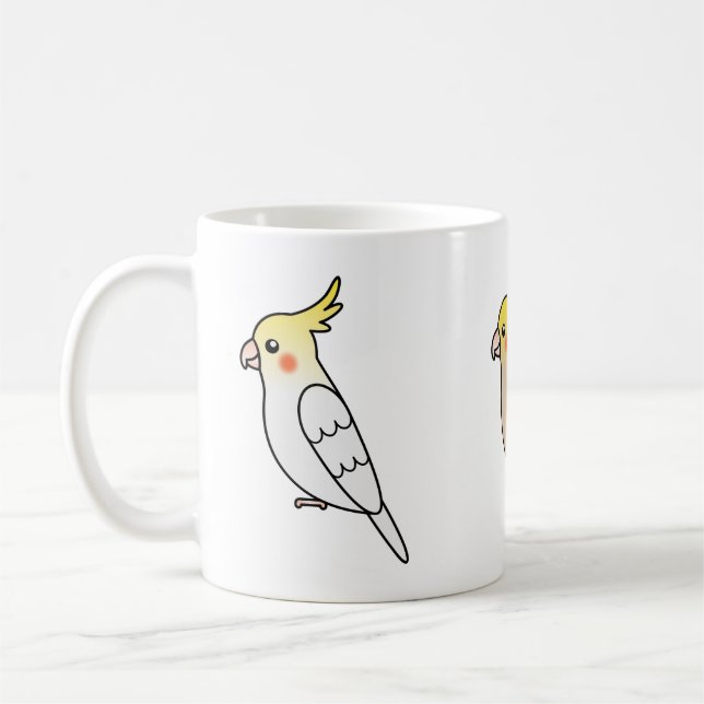 Tre Cute Cockatiel Tecknad Birds Kaffemugg (Vänster)