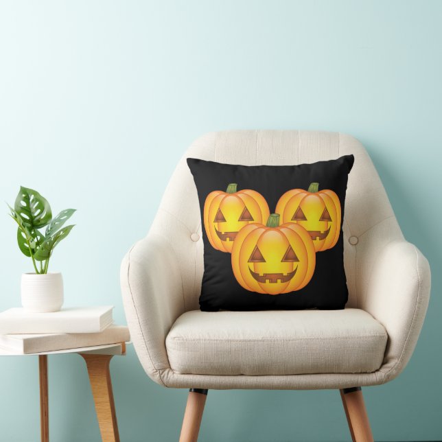 Tre Cute Halloween Jack O'Lantern Pumpkins Kudde (Stol)