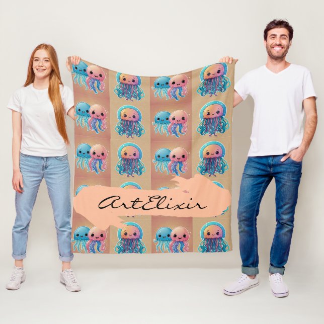 Tre Cute Kawaii Jellyfish Fleecefilt (På plats)