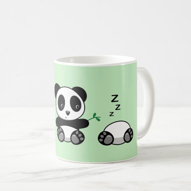 Tre Cute Little Pandas på Grönten Kaffemugg (Framsida höger)
