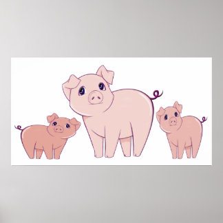 Tre Cute Little Pigs Art Poster