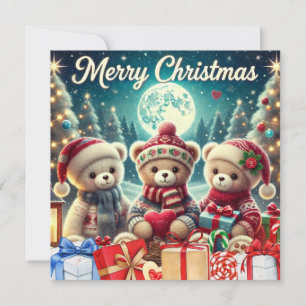 Tre Cute Nalle God jul Julkort