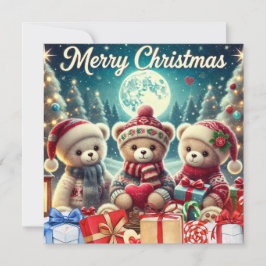 Tre Cute Nalle God jul Julkort