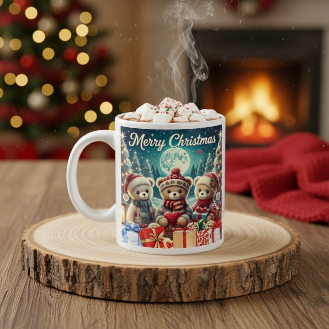 Tre Cute Nalle God jul Jumbo Mugg (Skapare uppladdad)