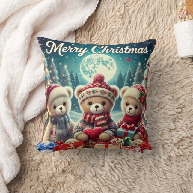 Tre Cute Nalle God jul Kudde (Filt)