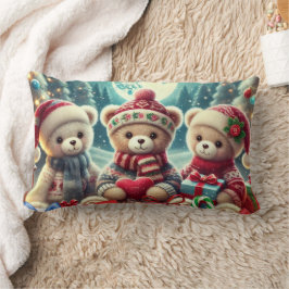 Tre Cute Nalle God jul Lumbarkudde