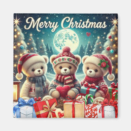 Tre Cute Nalle God jul Magnet