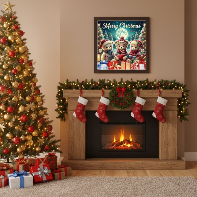 Tre Cute Nalle God jul Poster (Skapare uppladdad)