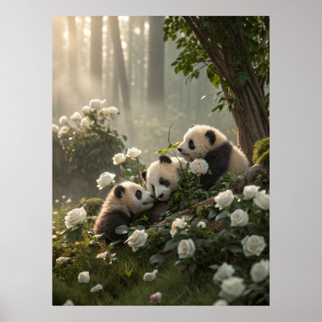 Tre Cute Pandas Poster (Framsidan)