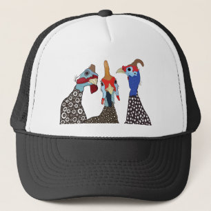 Tre Cute Patternated Guinea Fowl Birds Keps