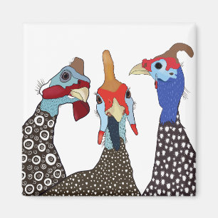 Tre Cute Patternated Guinea Fowl Birds Magnet