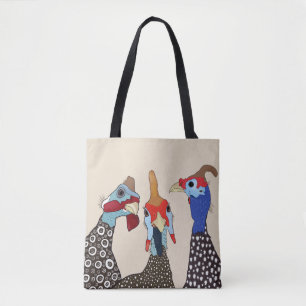 Tre Cute Patternated Guinea Fowl Birds Tygkasse