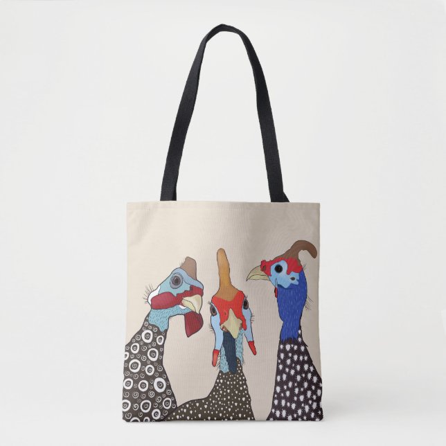Tre Cute Patternated Guinea Fowl Birds Tygkasse (Framsida)