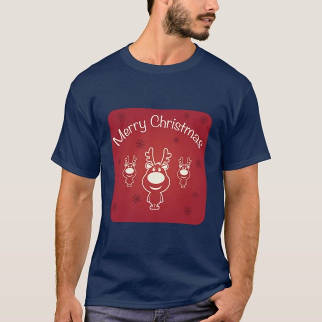 Tre Cute Reindeer God jul T Shirt (Framsida)