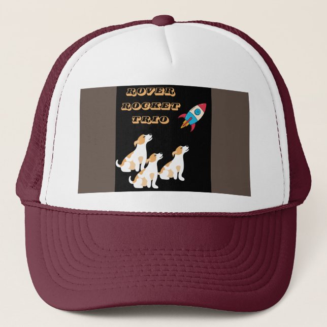 Tre Cute-roliga hundar Tittar i Rocket Keps (Framsida)
