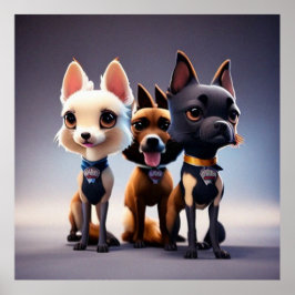 Tre Cute-valpar för kameran Poster